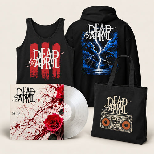 Storm Signal bundle: signed 09|26 vinyl, Storm Signal hoodie, Redline tank top and Rehearsal tote bag